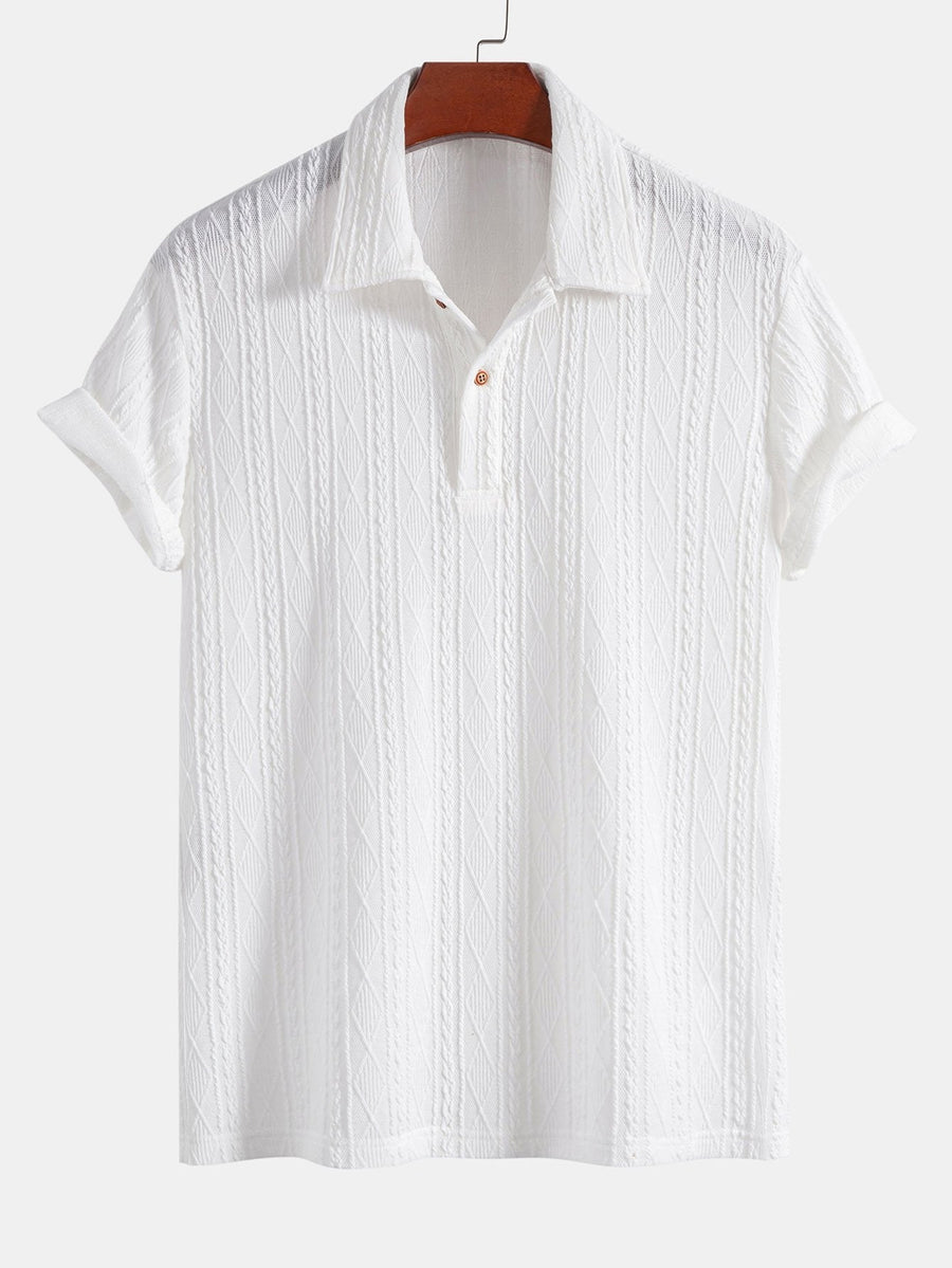 Knitted Rhombus Geometric Jacquard Polo