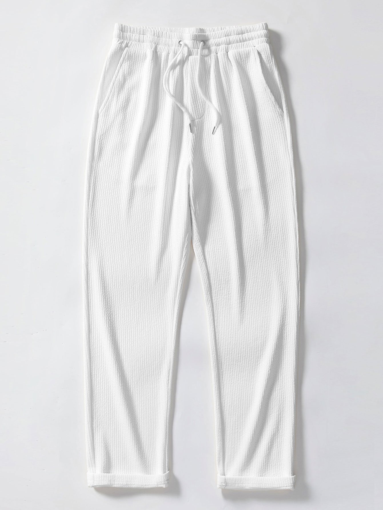 Straight Leg Ribbed Trousers