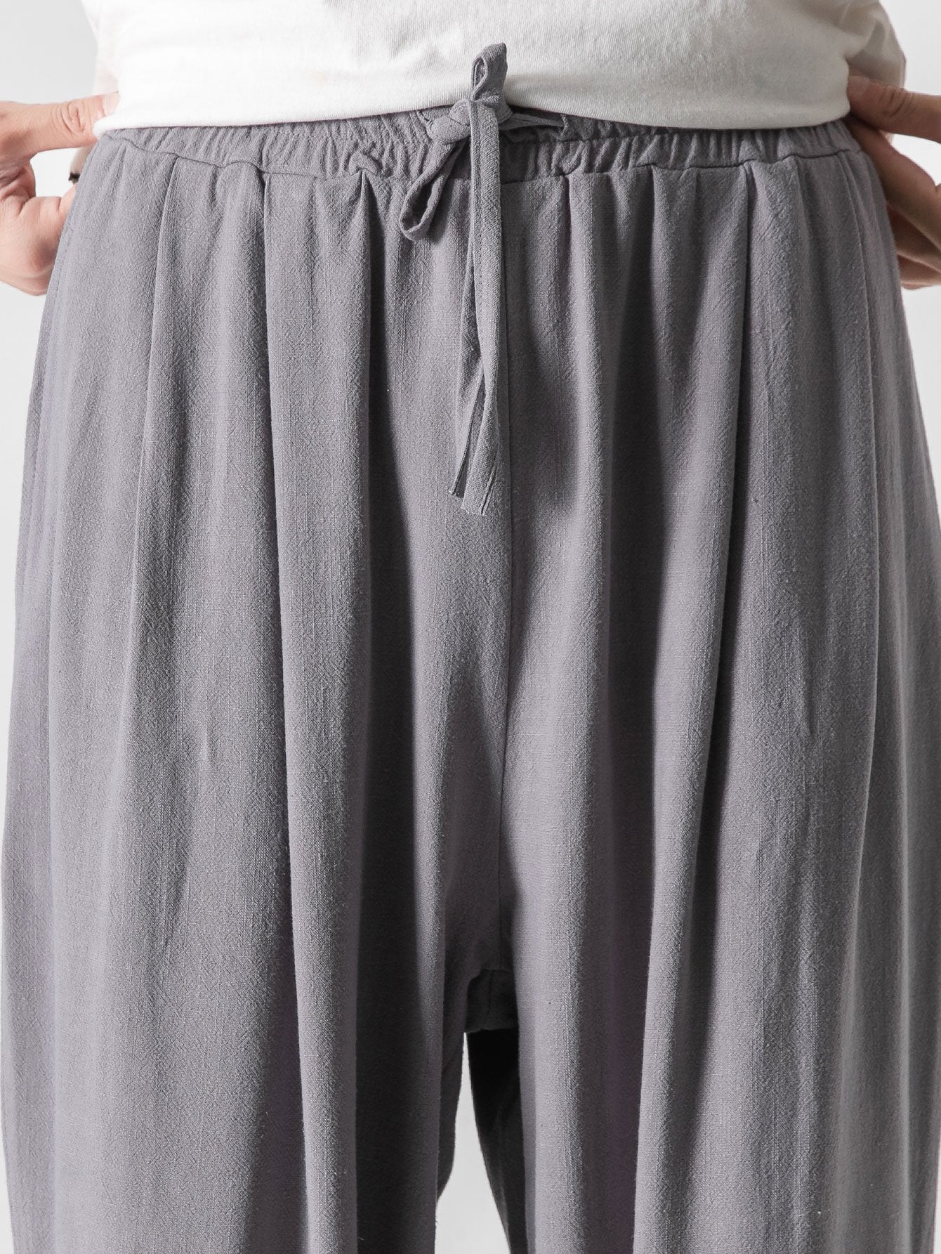 Linen And Cotton Blend Relax Fit Wide Leg Trousers