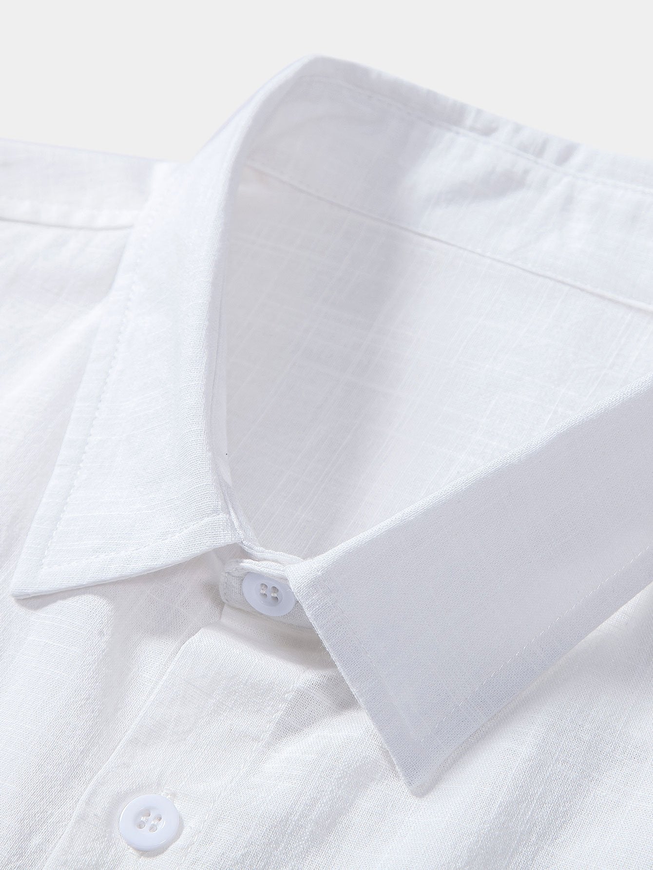 Linen Look Cotton Button Up Shirt & Stripe Print Swim Shorts