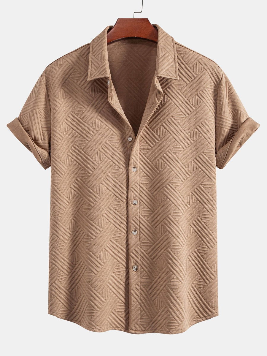 Texture Jacquard Button Up Shirt & Shorts