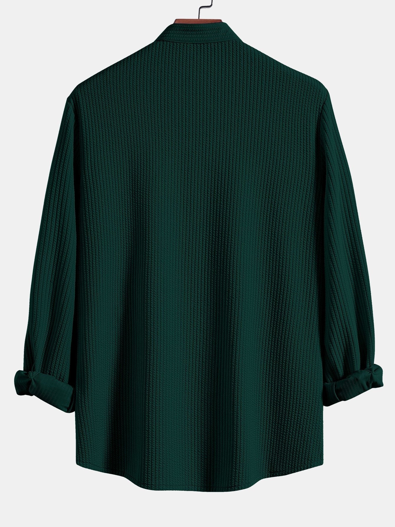 Long Sleeve Muscle Fit Ribbed Stand Collar Shirt & Straight Leg Ribbed Pants