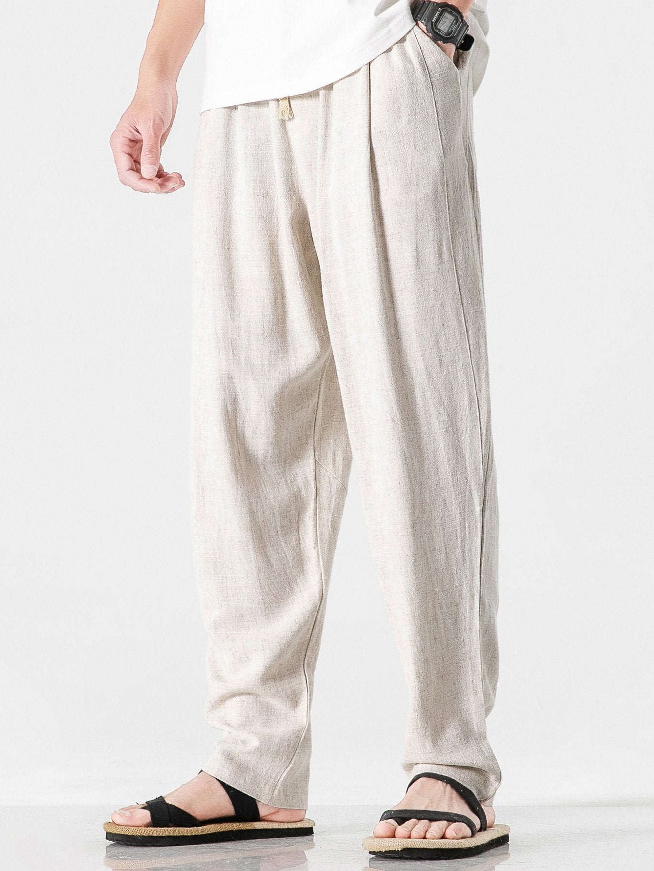 Relax Fit Linen And Cotton Blend Harem Trousers