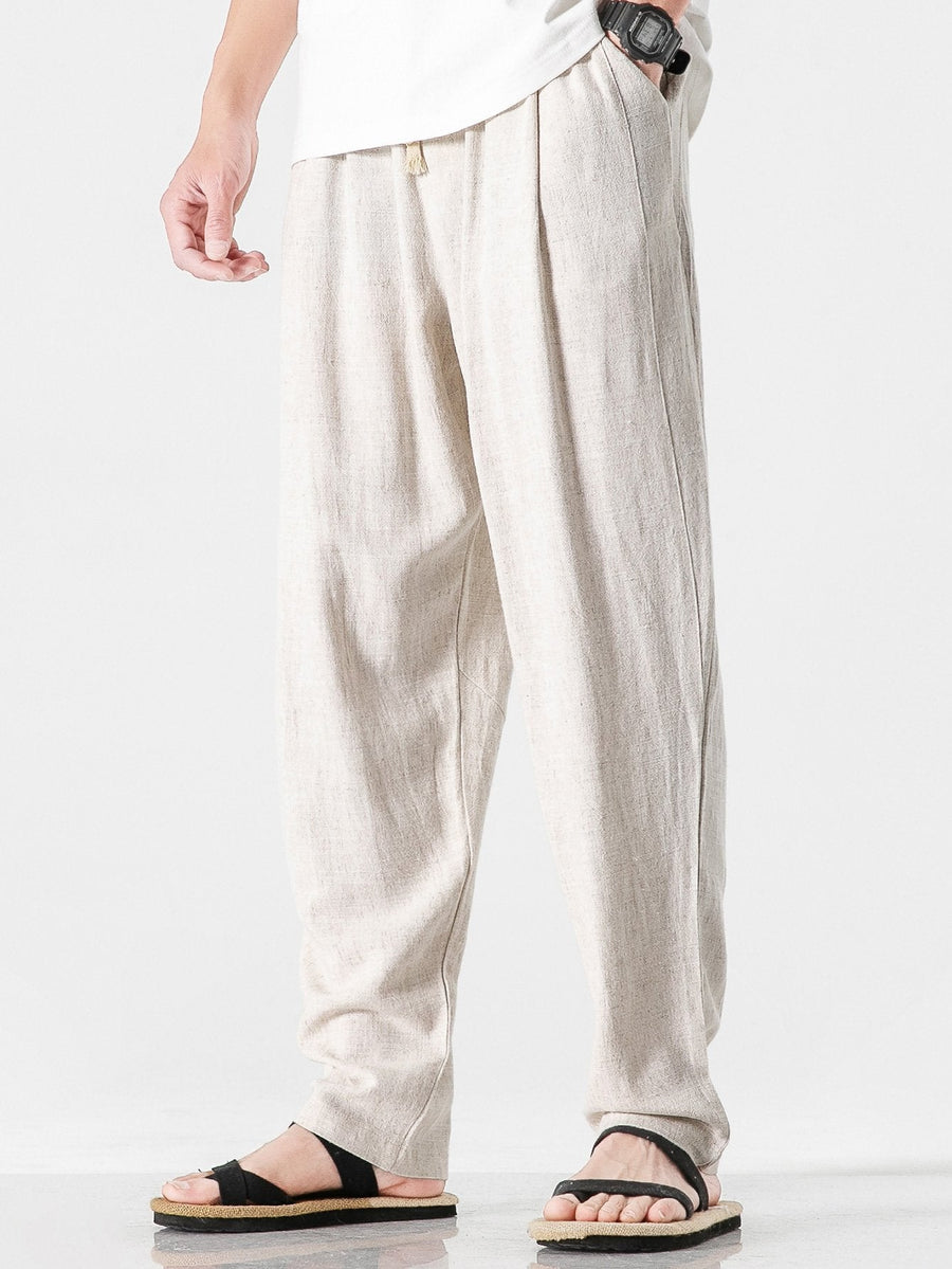 Relax Fit Linen And Cotton Blend Harem Trousers
