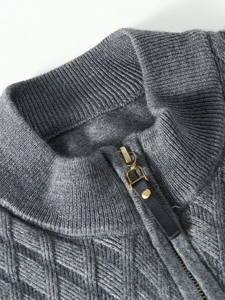 Diamond Mock Neck Quarter Zip Sweater
