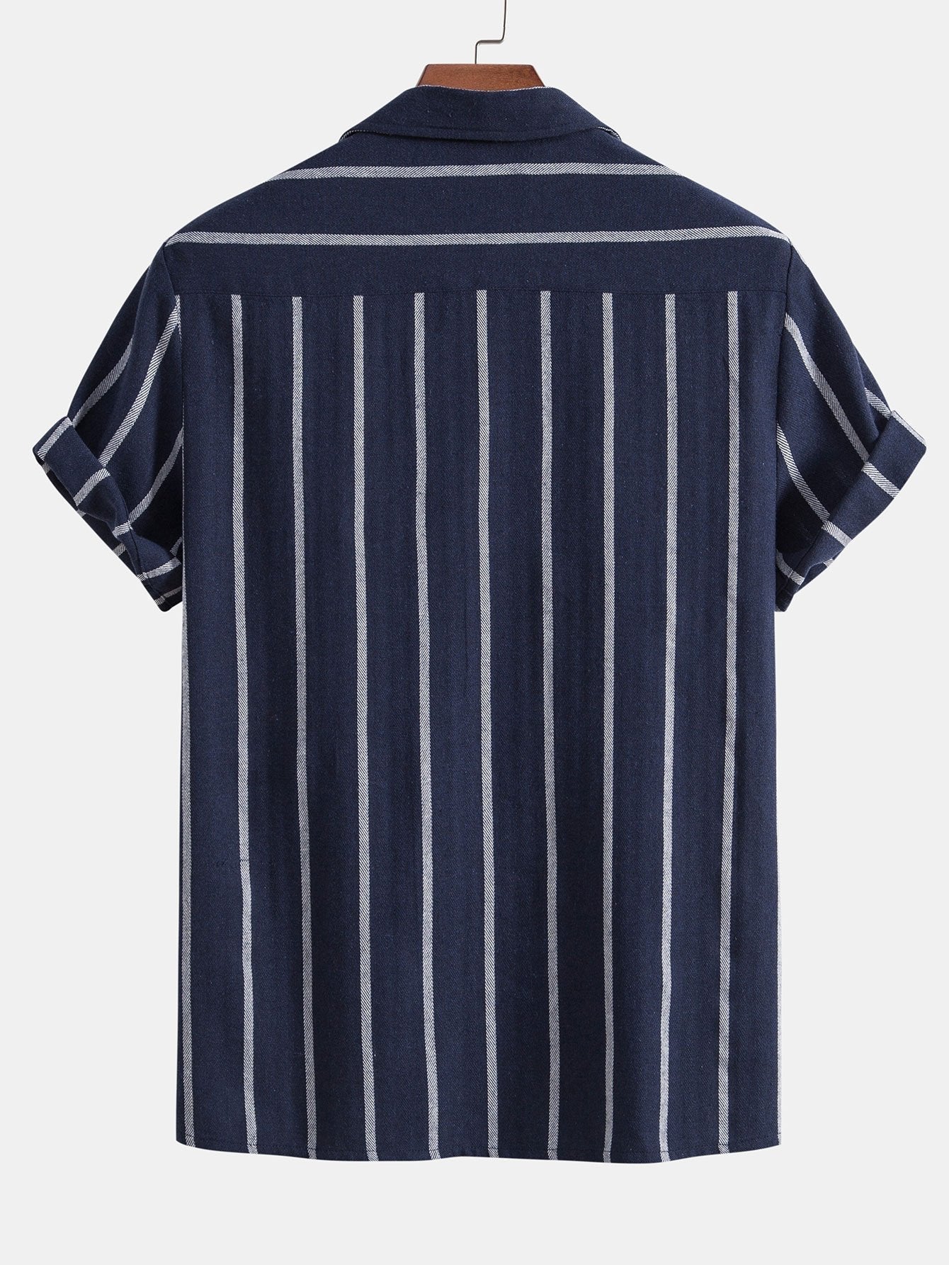 Cotton Blend Striped Cuban Shirt & Straight Leg Linen Pants