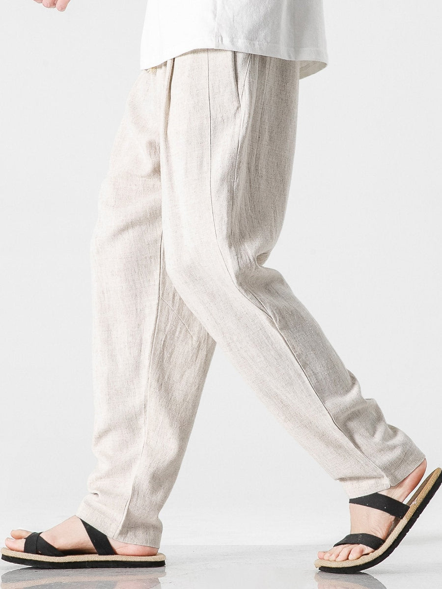 Relax Fit Linen And Cotton Blend Harem Trousers