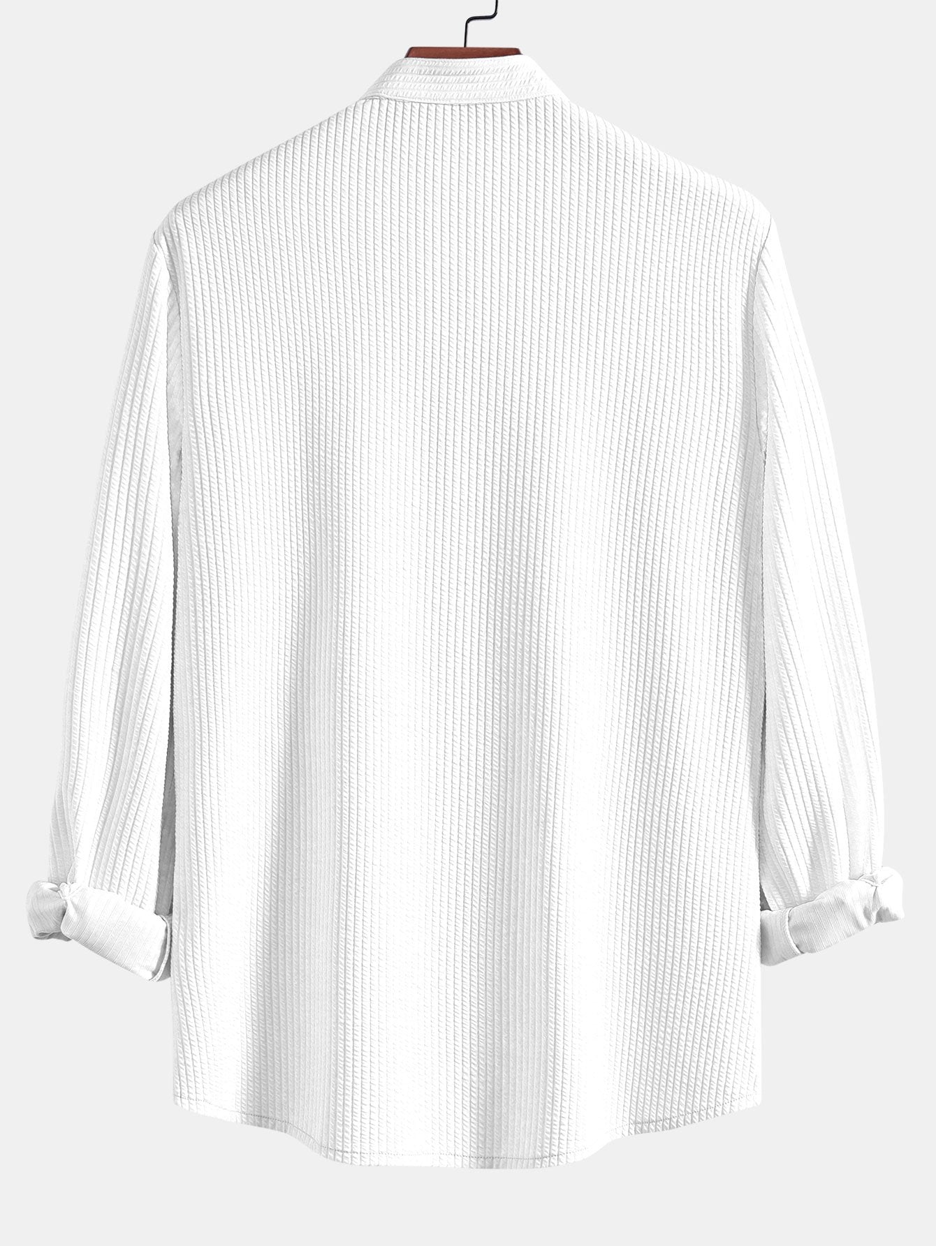 Long Sleeve Muscle Fit Ribbed Stand Collar Shirt & Straight Leg Ribbed Pants