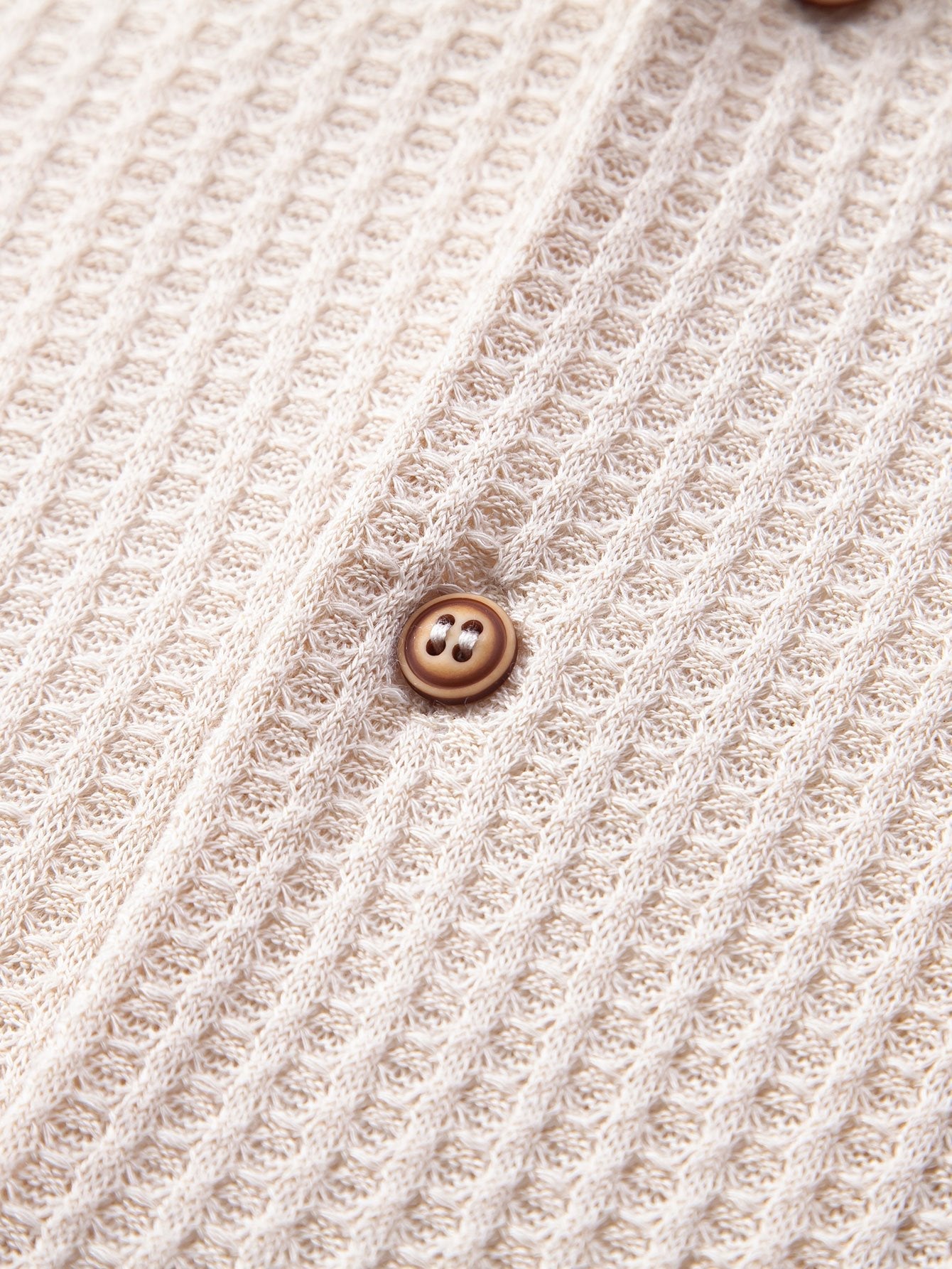 Short Sleeve Knitted Waffle Cuban Shirt & Crinkle Textured Straight Leg Pants