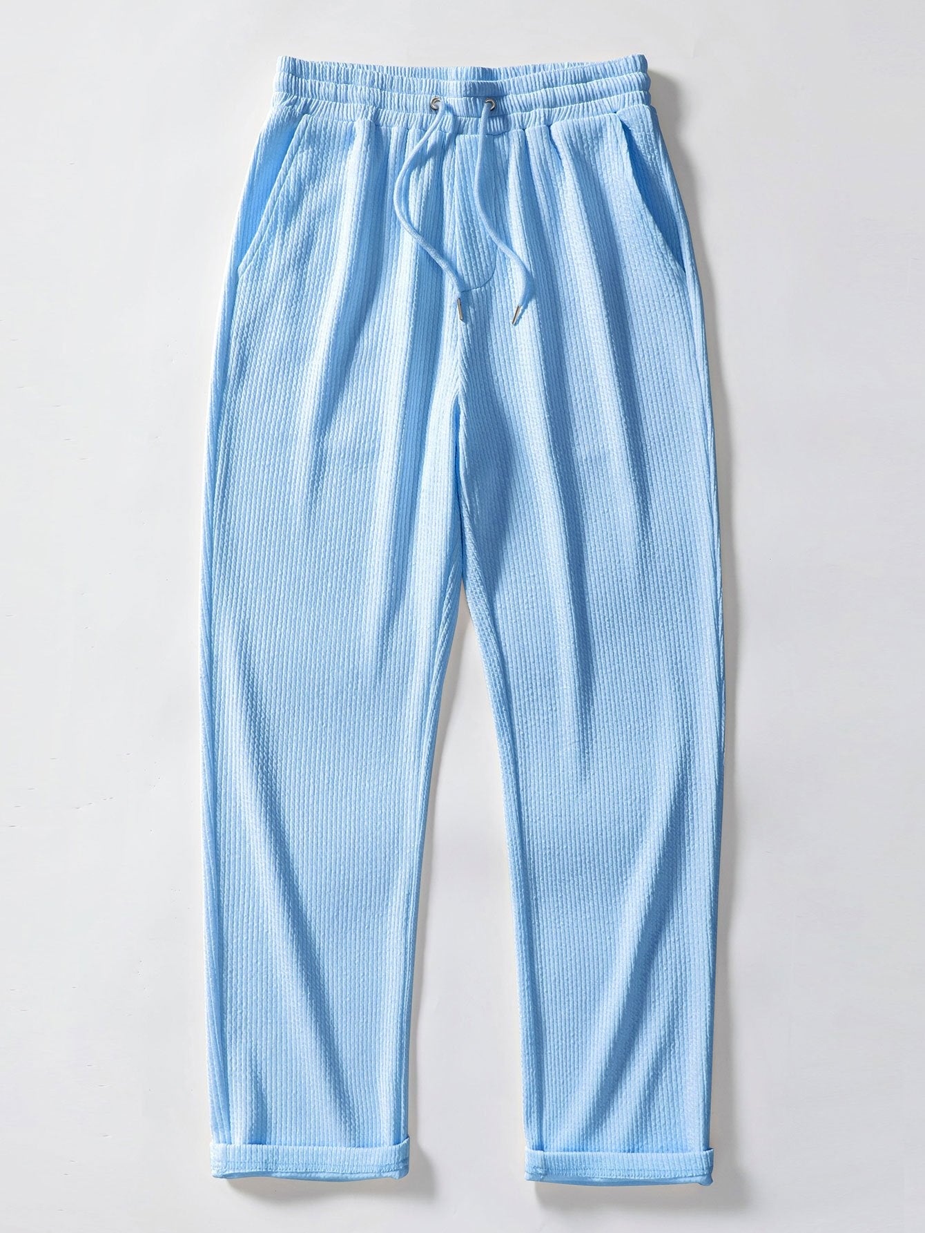 Straight Leg Ribbed Trousers