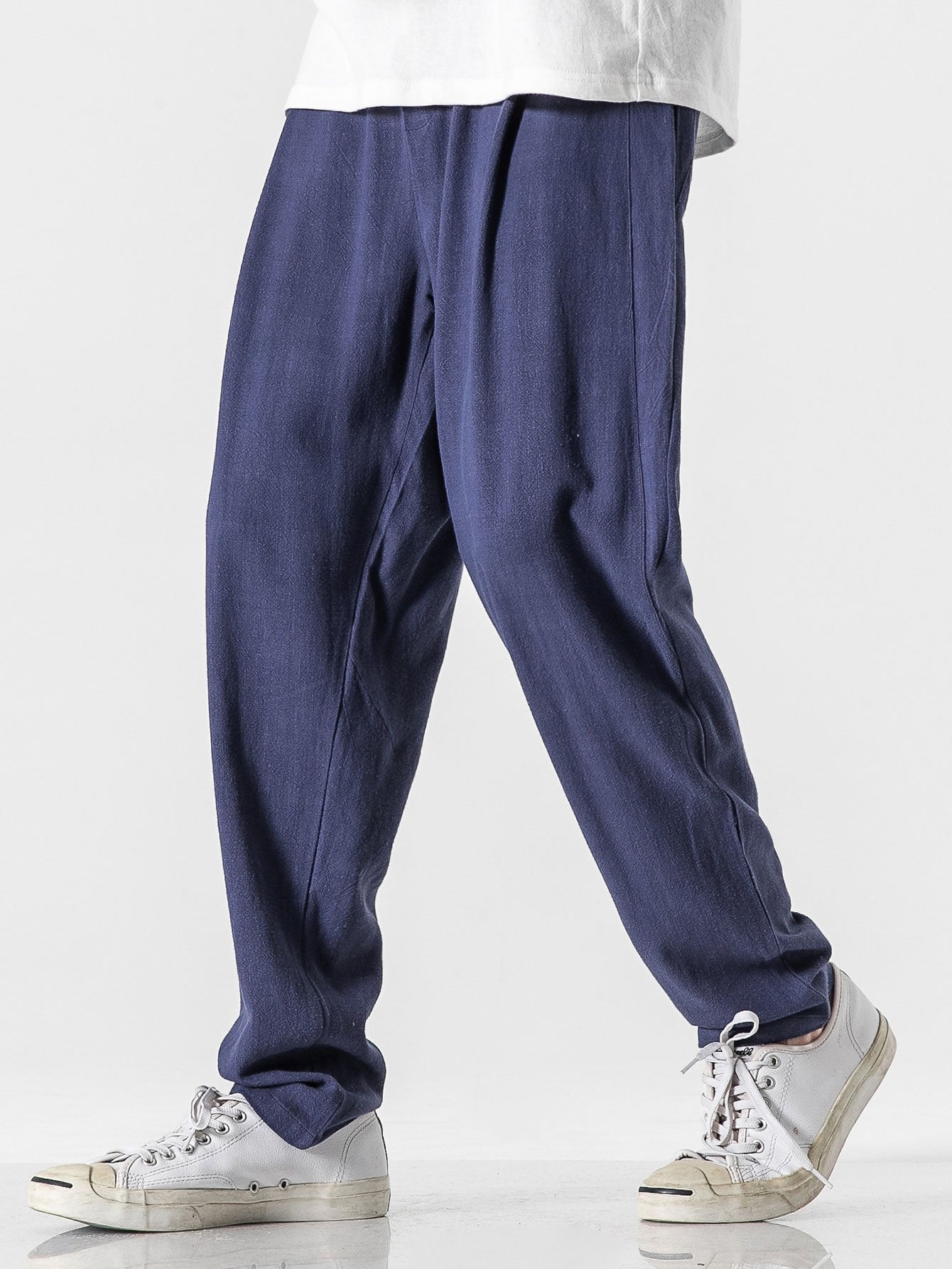 Relax Fit Linen And Cotton Blend Harem Trousers