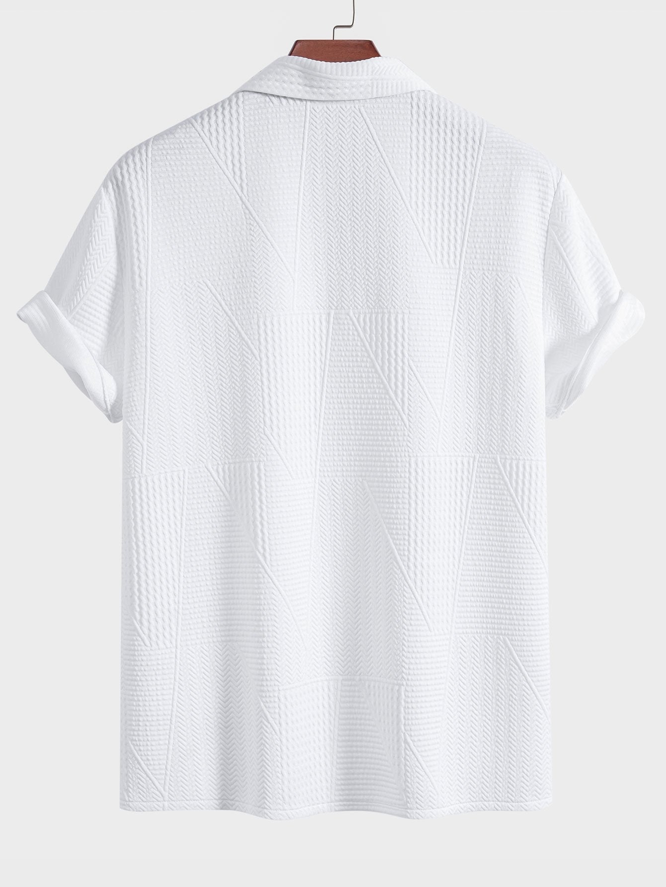 Short Sleeve Geometry Textured Cuban Shirt & Shorts