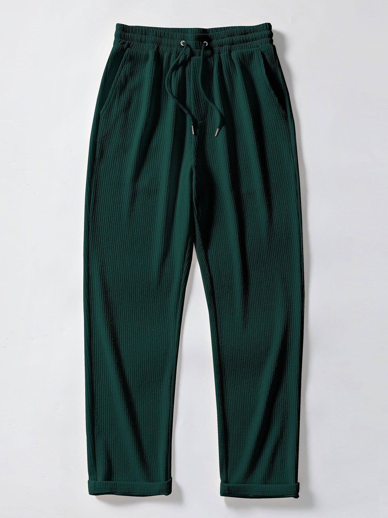 Straight Leg Ribbed Trousers