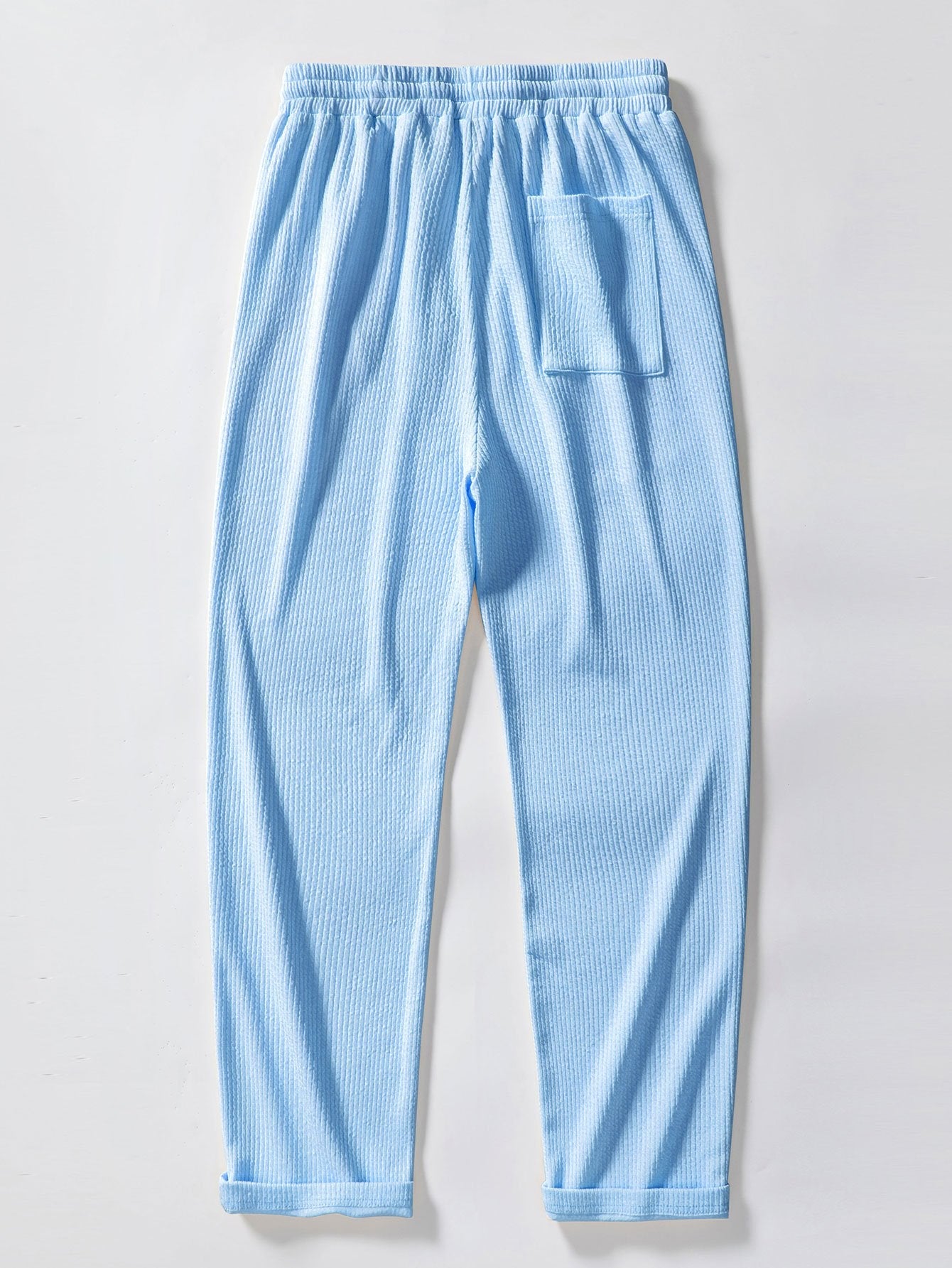 Short Sleeved V-Neck Ribbed Polo & Straight Leg Ribbed Pants