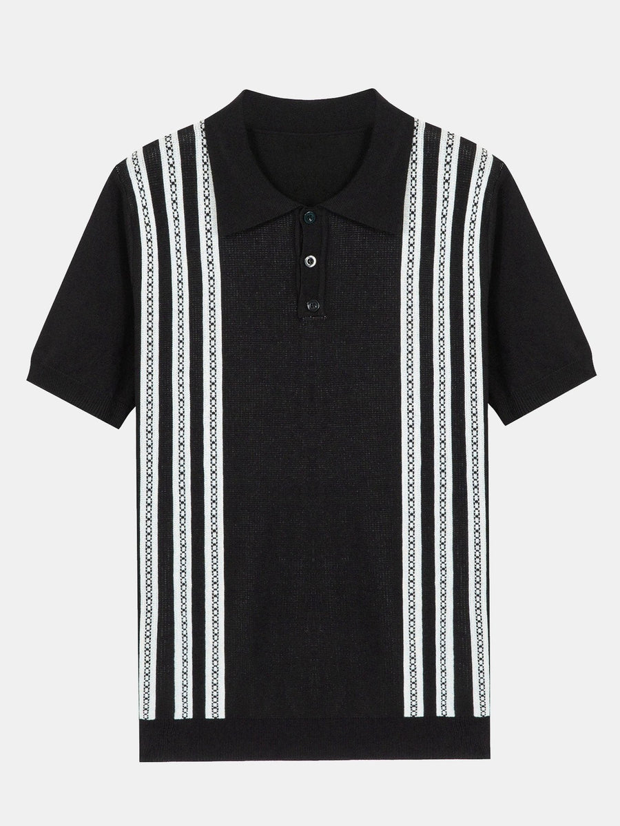Striped Short Sleeve Sweater Polo