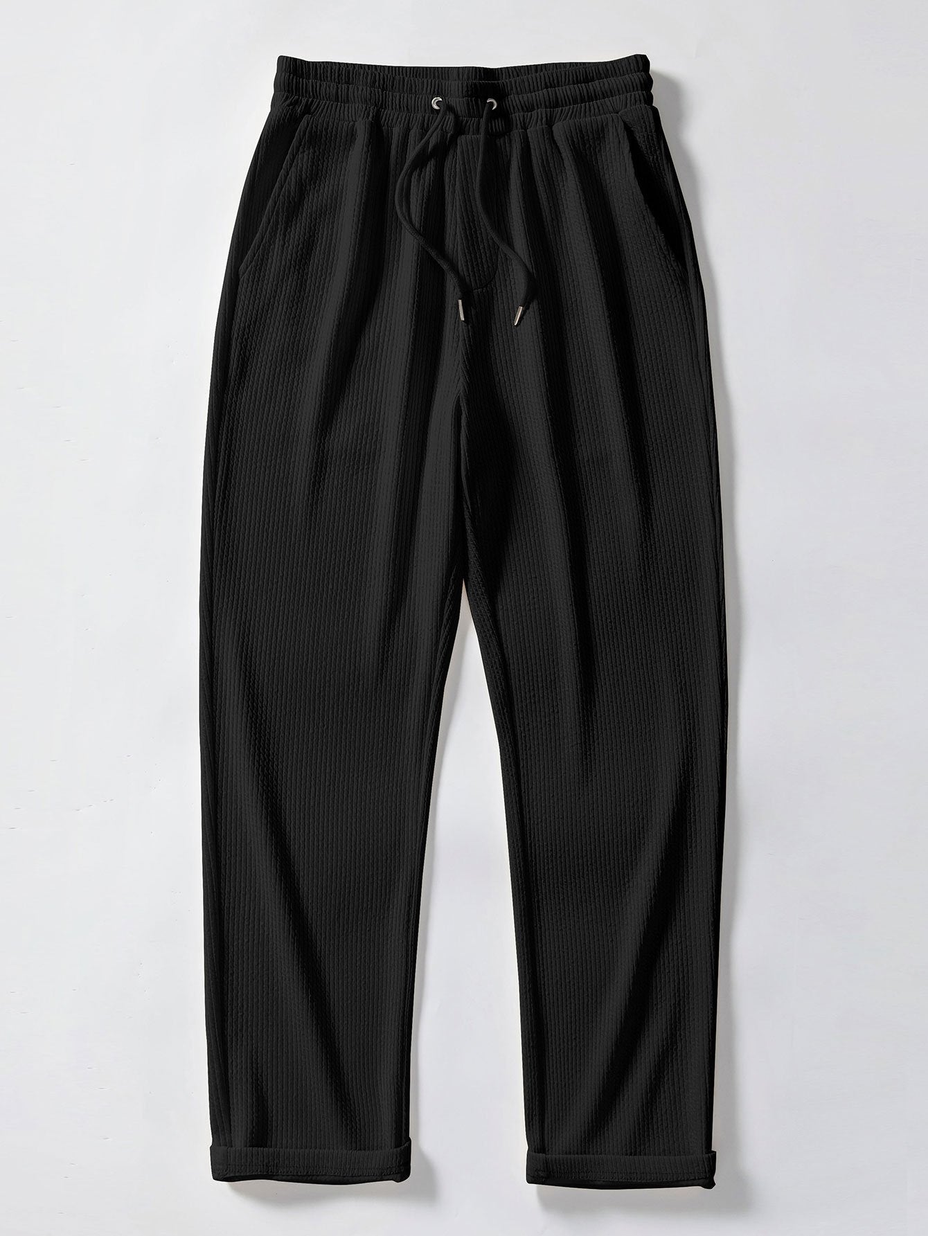 Straight Leg Ribbed Trousers