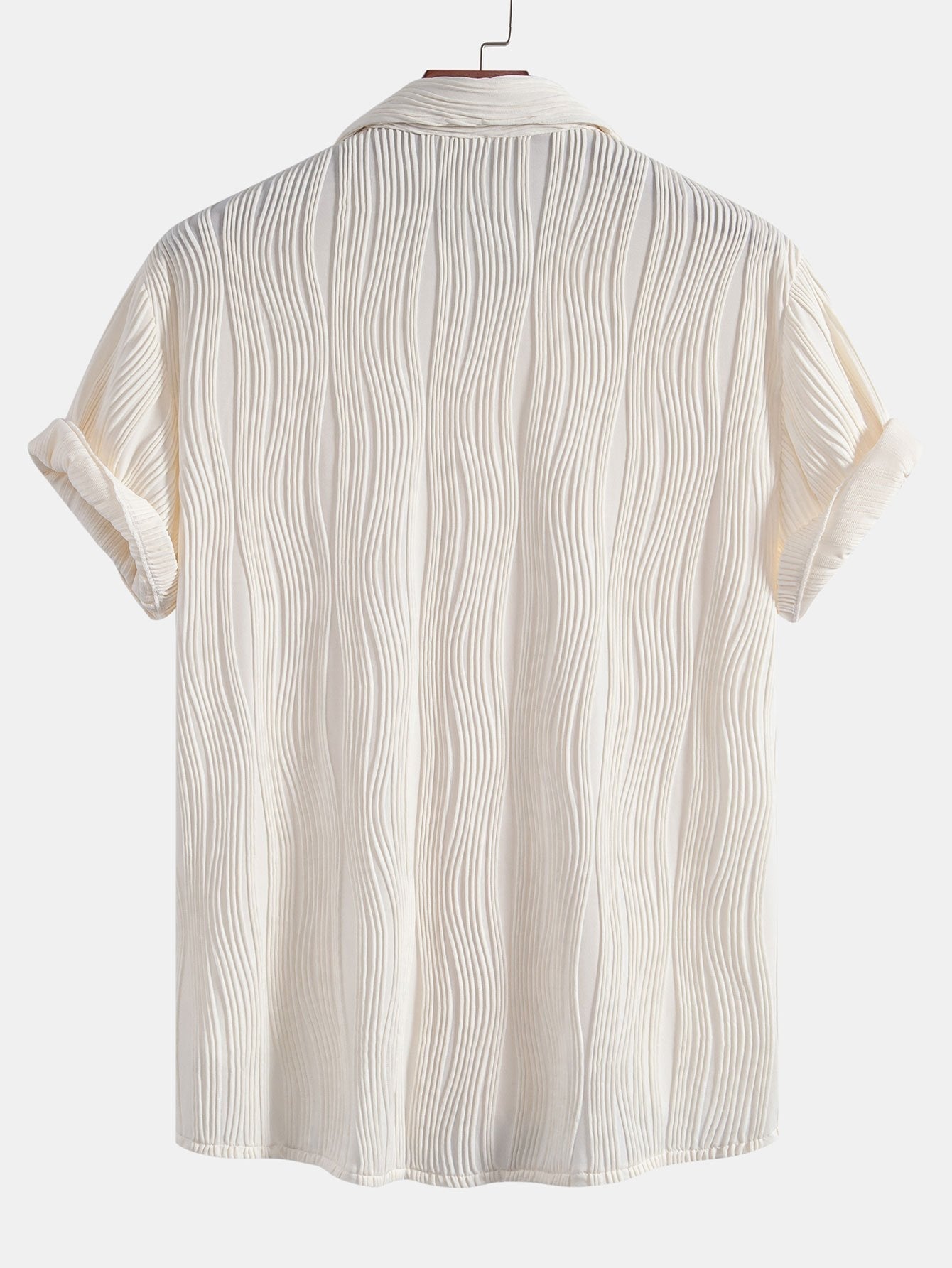 Wave Textured Button Up Shirt & Shorts