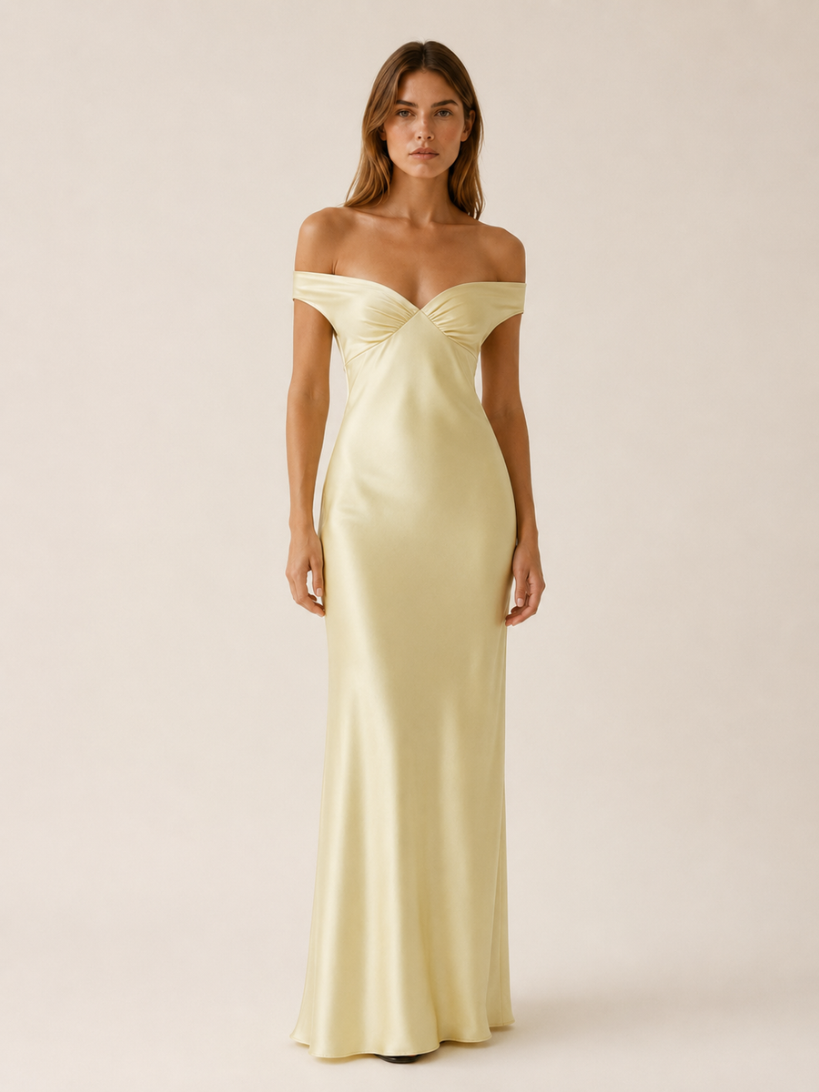Mona | Off Shoulder Maxi Dress with Fitted Bodice