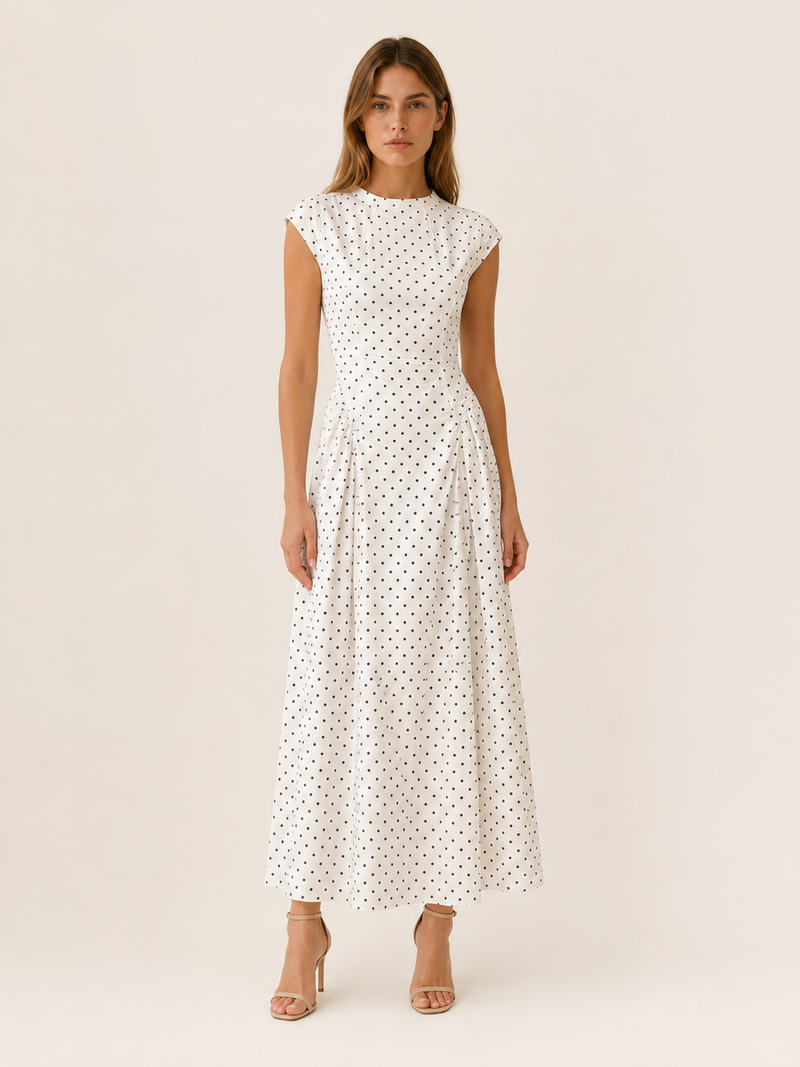 Sancia | Polka Dot Maxi Dress with Cap Sleeves